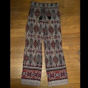 Patterned linen wide leg pants